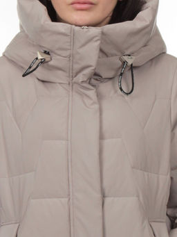 H268 GRAY BEIGE Пальто зимнее женское (170 гр. холлофайбер)