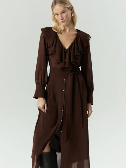 Шифоновое платье в цвете трюфеля - Emka фото 3