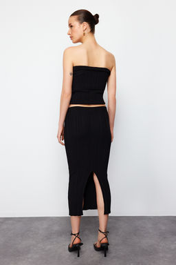 Siyah Midi Triko Premium Iplik/ Ozel Iplik Etek TWOSS24ET00042