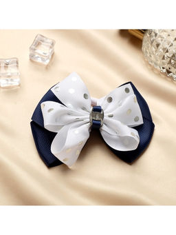 Цена за 6 шт. Бант для волос на резинке «Школьница», горох серебро, 8 см, бело-синий