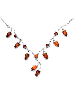 Красивое изящное колье из натурального цельного янтаря Жасмин