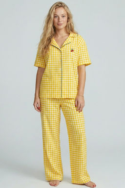 Sar_ Ekose / Kareli Nak__ ve Biyeli _rme Pijama Tak_m_ THMAW27PT00106 - Trendyolmilla фото 3