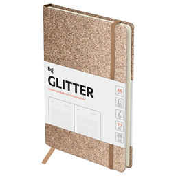 Ежедневник BG недатир. А6 136л. "Glitter. Bronze" (DuA6_61230) бронзовый, на резинке, тв.обл., карман