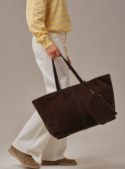 Замшевая сумка шоппер Texas DBR 31390 кофе фото 11