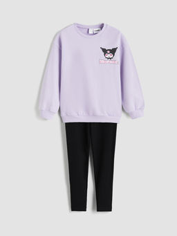 Kuromi Bask?l? K?z ?ocuk Sweatshirt ve Tayt