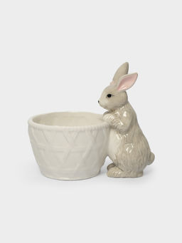 Конфетница, 12х16 см, керамика, молочно-серая, Кролик с корзинкой, Brown Rabbit