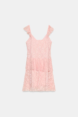 VESTIDO VOLANTES ENCAJE / Rosa pastel - Zara фото 6