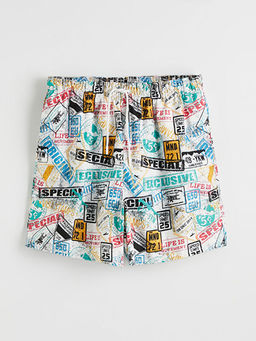 K?sa Boy Desenli Erkek Deniz ?ortu