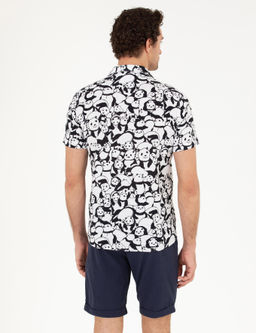 Siyah Slim Fit Keten Kar___ml_ K_sakol G_mlek