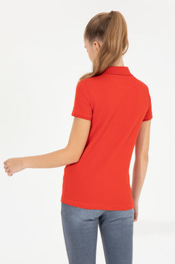 Футболка U.S. Polo Assn базовая поло красная из хлопка с эластаном  фото 17