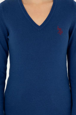Женский базовый свитер цвета индиго с v-образным вырезом Неожиданная скидка в корзине - U.s. polo assn фото 6