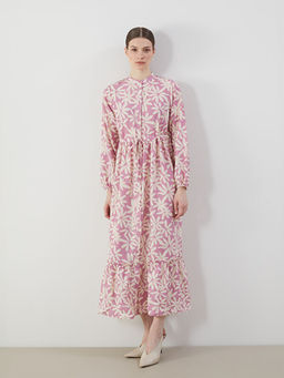 Hakim Yaka ?i?ekli Kad?n G?mlek Elbise