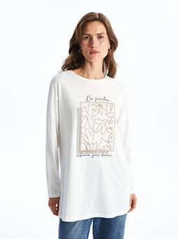 Bisiklet Yaka Bask?l? Hamile Tunik