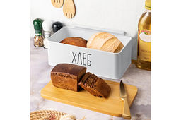 Хлебница Elan Gallery белая металл с бамбуковой крышкой 33×18×13 см  фото 12