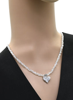 Бусы из циркона с подвеской Сердце, цвет хрусталь, 45см - Радуга камня фото 2