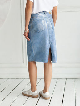 Юбка Vilatte D56.120 деним с металлизированным покрытием комбинированный  фото 4