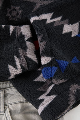 TRENDYOL MAN Siyah Un?sex Oversize/Genis Kesim Desenli Serpa Polar/Pelus Kapusonlu Sweatshirt TMNAW25SW00147 - Trendyolmilla фото 7