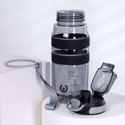Бутылка для воды спортивная Woohooo H2O цвет Black + Gray 850 ml - Галеонтрейд фото 3