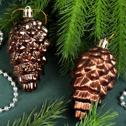 Елочное украшение Шишка 8 штук 8 см / 5620 /уп 72/ микс (Красный) - Галеонтрейд фото 3