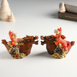 Копилка для денег «Дракоша на лодке-драконе», полистоун, 12×6.8×7.8 см, МИКС