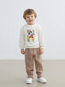 Mickey Mouse Bask?l? Erkek Bebek Sweatshirt ve E?ofman Alt 2li Tak?m