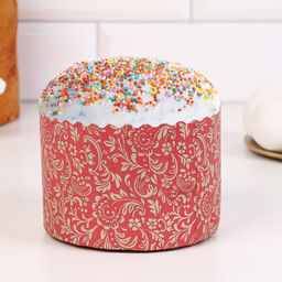 Цена за 1080 шт. Форма бумажная для кулича Флора красная, 12.4?9 см, красная