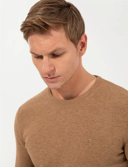 Camel Melanj Slim Fit Bisiklet Yaka Basic Triko Kazak - Pierre cardin фото 3