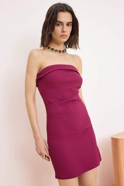 Murdum Straplez Vucuda Oturan K?sa / Mini Elbise TPRSS26EL00101 - Trendyolmilla фото 2