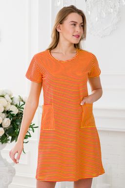 Туника женская из кулирки Руслана красная полоса на жёлтом - Амадэль фото 6