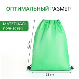 Цена за 2 шт. Мешок для обуви на шнурке, для спорта и школы, 35×0.5×43 см, зелёный