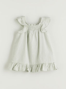 Kare Yaka K?z Bebek M?slin Elbise