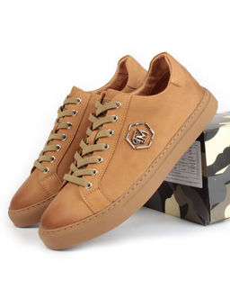 03-P255-3A YELLOW/BROWN Полуботинки спортивные мужские (натуральная замша)