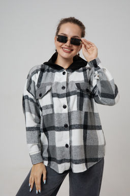 Рубашка женская в клетку с капюшоном РЖКК-01