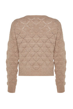 TRENDYOLMILLA Vizon Ajurlu/Delikli V Yaka Triko H?rka TWOAW24HI00311  фото 8