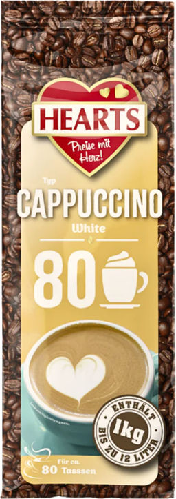 Cappuccino HEARTS. White 1 кг. мягкая упаковка