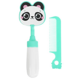 Расчёска детская, щётка для волос в наборе с погремушкой «Панда»