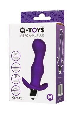 Анальная пробка с вибрацией A-Toys by TOYFA Kamet, размер M, силикон, фиолетовый, 12,9 см