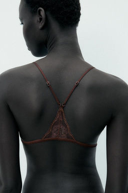 FLORAL LACE TRIANGLE BRALETTE - Zara фото 4