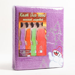 Килт женский для бани и сауны, цвет сиреневый вышивка Снеговик, размер 80х1502 см, махра 300г/м 100% хлопок - Гранд-стиль фото 5