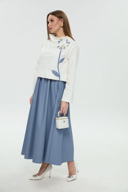 Платье NIKVA н924-14 молоко и голубой  фото 4