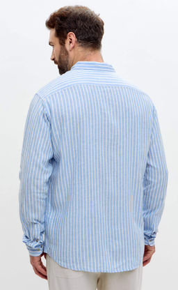 Рубашка д/р лен F611-0483 l.blue stripes - Fine joyce фото 5