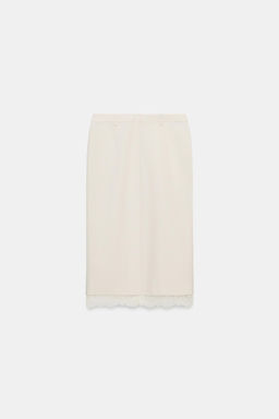 FALDA MIDI ENCAJE / Hueso - Zara фото 8