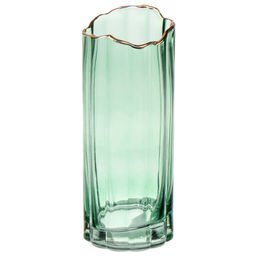 Ваза стекло, настольная, 25 см, Грани, Y6-6351, с золотой отводкой, зеленая (426351) /DANIKS/
