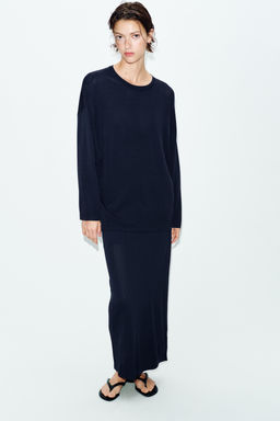 FALDA MIDI PUNTO FINO / Marino