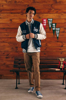 Прямые габардиновые брюки с карманами-карго и карманами Relax Fit