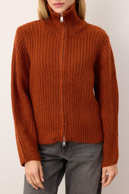 Wardrobe Essentials Kiremit Fermuarl? Yumusak Dokulu Genis Kal?p Triko H?rka|TWOAW26HI00049