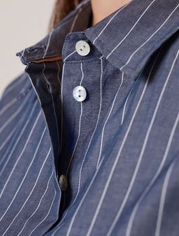 Блузка свободного силуэта в полоску из 100 % хлопка - Vilatte фото 2