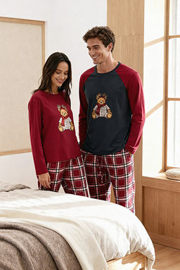 Bordo-Antrasit Regular Fit Ekose Ay_c_k Bask_l_ Couple _rme Pijama Tak_m_ TMNAW26PT00034 - Trendyolmilla фото 2