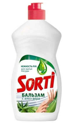 СОРТИ ср-во д/мытья посуды 400гр Бальзам с Алоэ вера