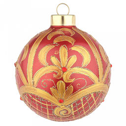 Елочная игрушка шар стеклянная д8см, красный металлик, ручная художественная роспись, подарочная упаковка (Россия) - Домашняя мода фото 2